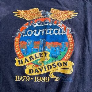 Denver, Colorado Rocky Mountain Harley Davidson 1989 vintage, single stitch XL